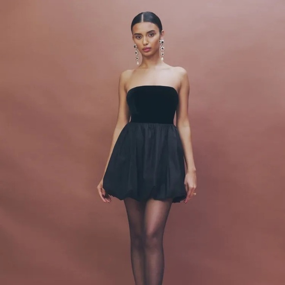 REFORMATION NWT Black St. Louis Strapless Velvet Mini Dress 10 - Picture 4 of 13